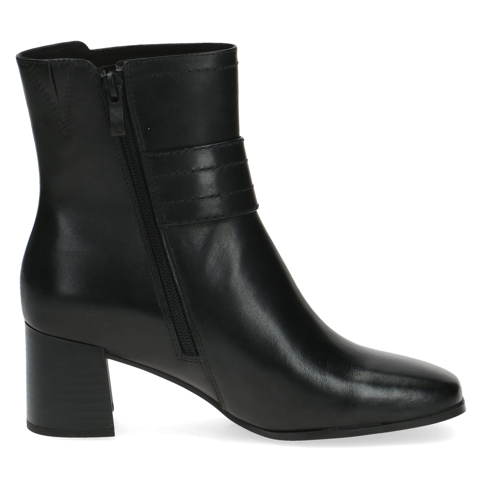 Caprice Black Leather Heeled Boot CPW3