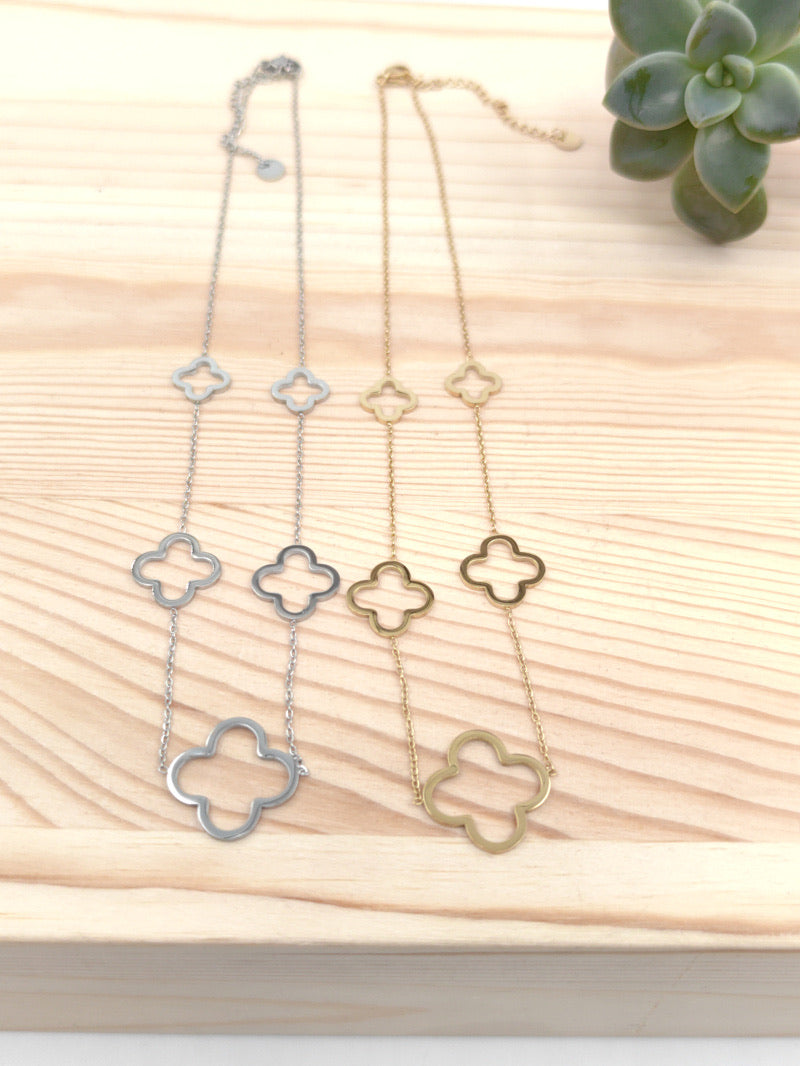 Gold Open Clover Necklace