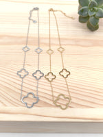 Load image into Gallery viewer, Gold Open Clover Necklace
