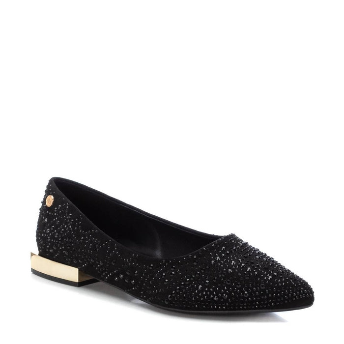 XTI Black Bedazzled Pump with a Gold Heel XW2