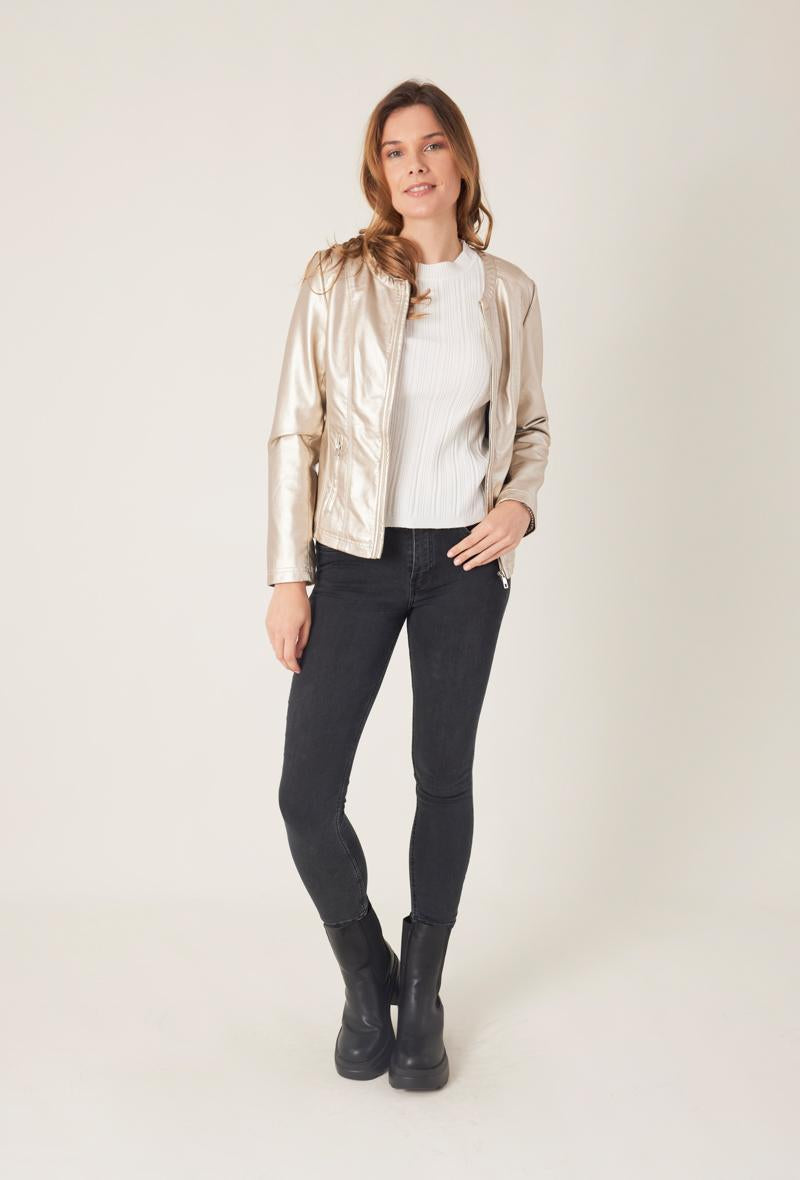 Faux gold leather jacket