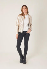 Load image into Gallery viewer, Faux gold leather jacket
