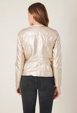 Load image into Gallery viewer, Faux gold leather jacket
