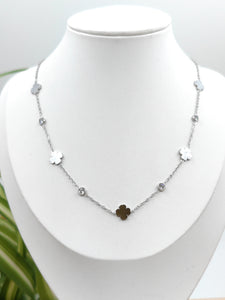 Closed Clover and Gemstone Necklace