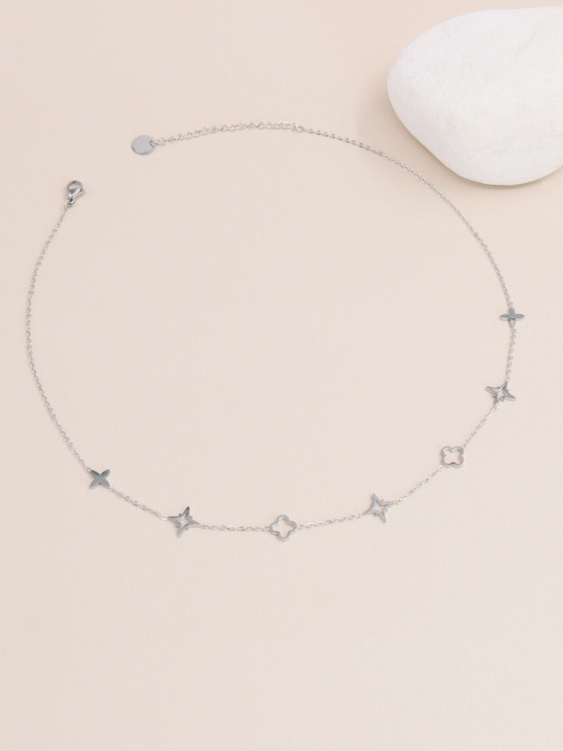 Silver Charm Necklace and Bracelet Set