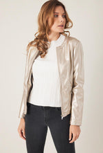 Load image into Gallery viewer, Faux gold leather jacket
