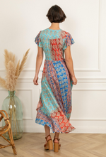 Load image into Gallery viewer, Becky maxi Long ruffled dress, two-tone degraded with gilding effect
