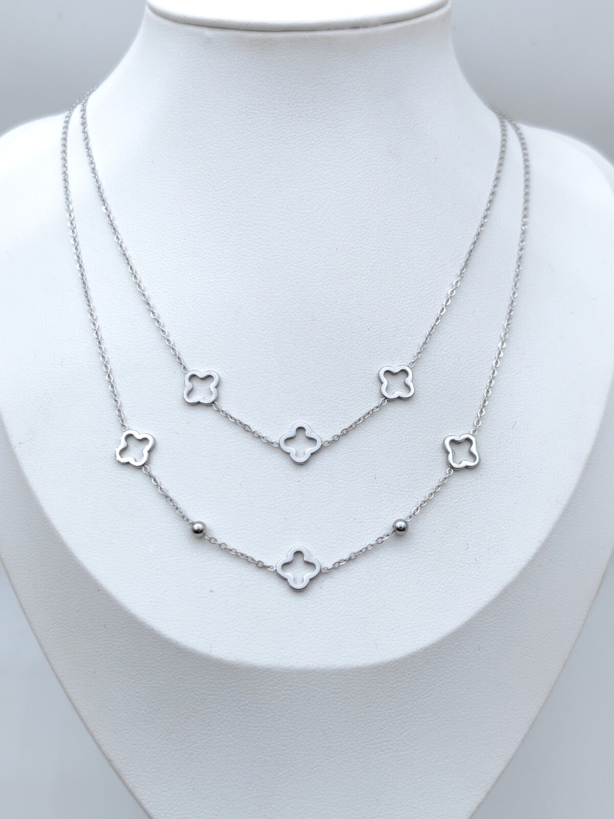 Layered Open Clover Necklace