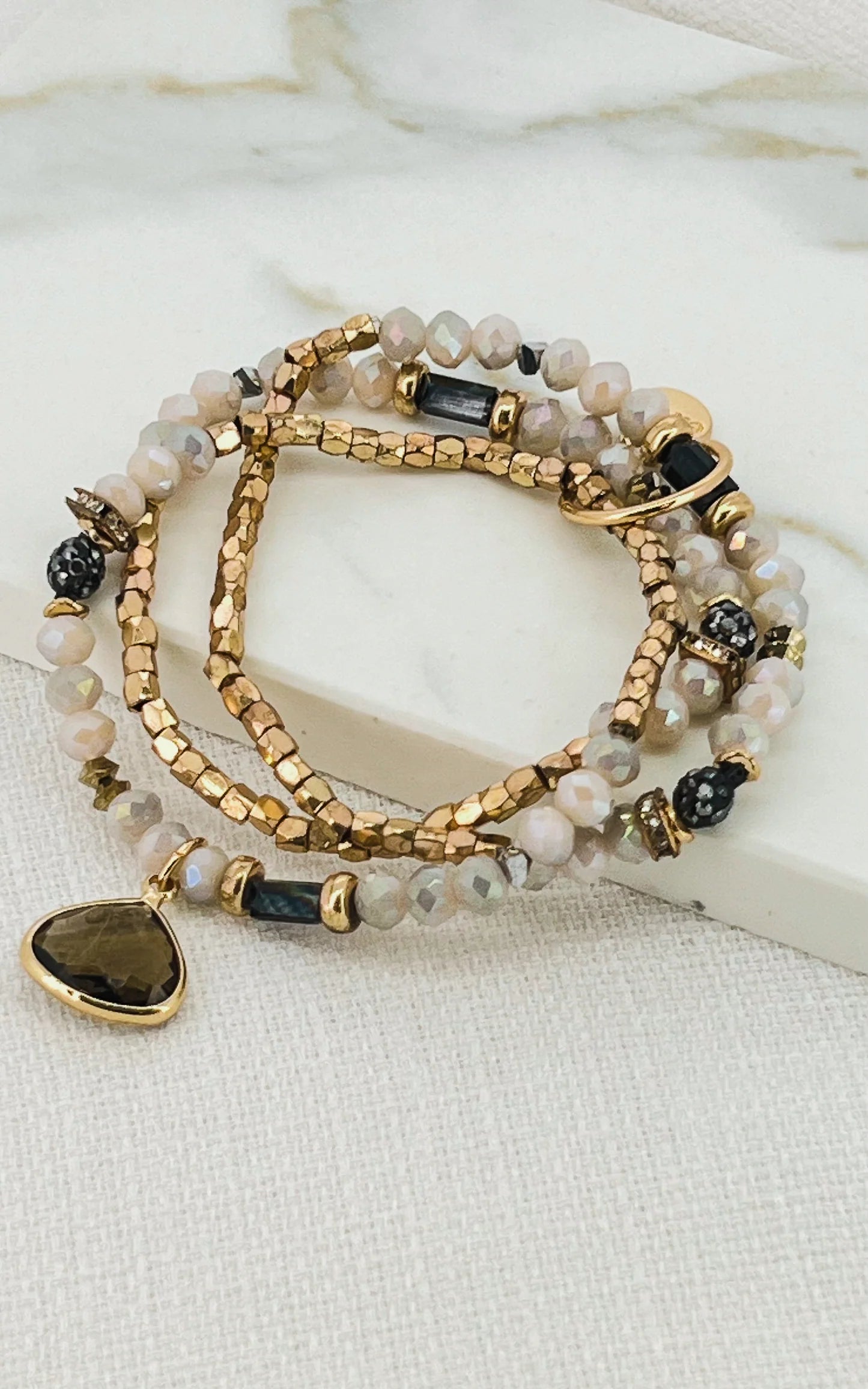 Gold and taupe Multi strand bangle