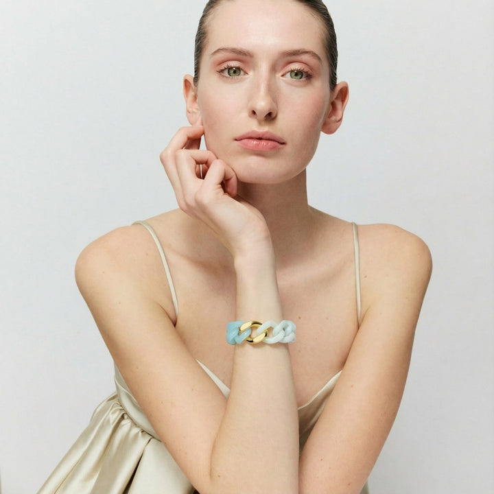 Flat Chain Bracelet With Gold