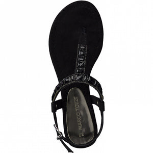 Marco Tozzi Black Sparkling Toe-Post Sandal MTS11